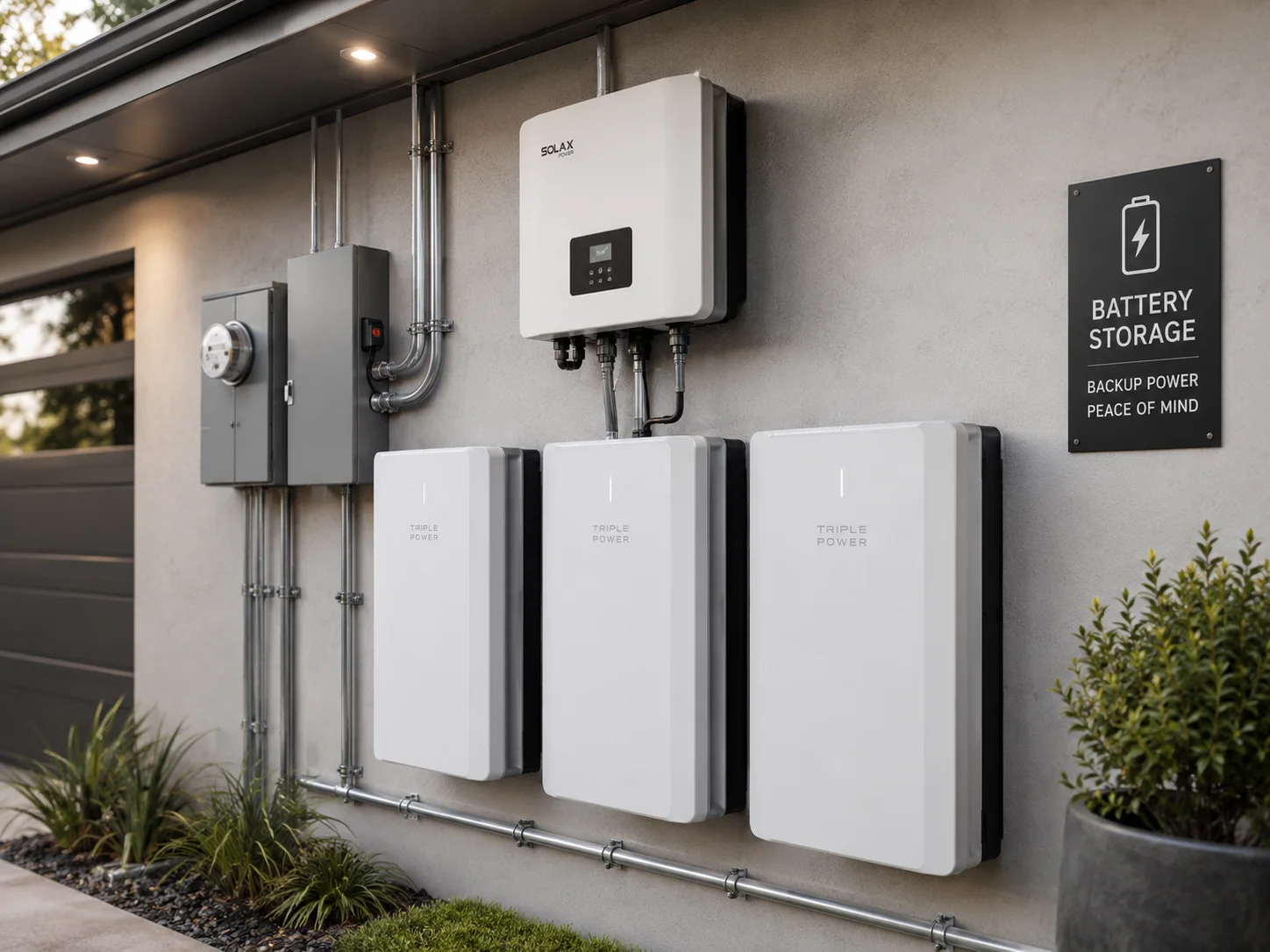 Residential solar battery and inverter installation